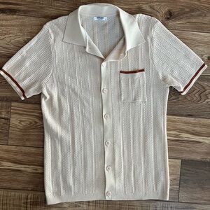 Stylish Beige Knit Men's Polo Shirt